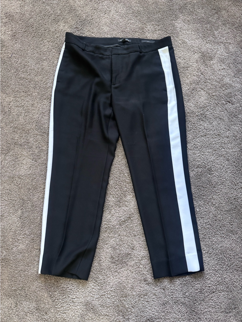 Banana Republic Avery Black Wide Leg Pants White Side Stripe Tuxedo Trouser